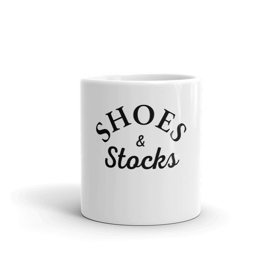 Shoes & stocks white glossy mug