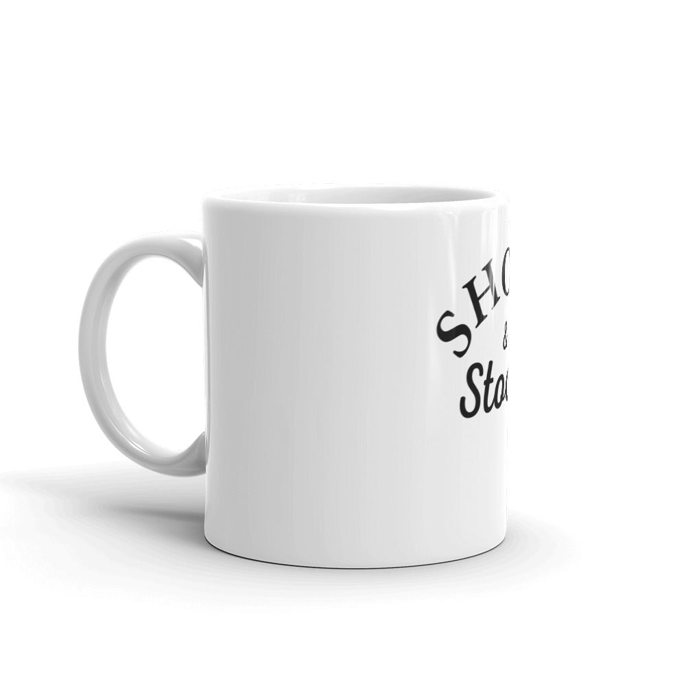 Shoes & stocks white glossy mug